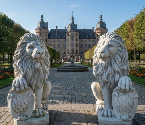 Löwen-Bronze-Figur-Wappen