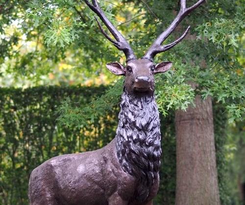 Edle Hirsch Bronze Figur – Majestätische Skulptur mit großem Geweih 216cm