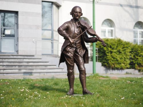 Mozart Bronzefigur mit Geige