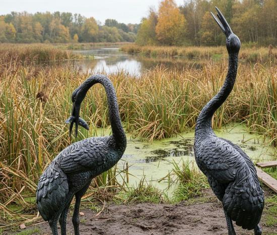 Kranich Bronze wetterfester Oberfläche
