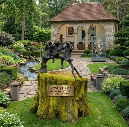 Kunst Affen Bronze Skulptur Figur für Parkin einem park.