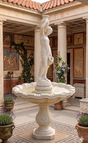 Gartenbrunnen mit einer Wasserschale und Wasserträgerin Figur 235cm