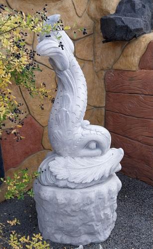 Triton Fisch Brunnenfigur Gartendekoration Welz Gartenteich Figur mit Sockel 146cm