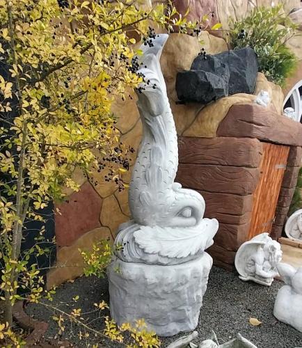 Triton Fisch Brunnenfigur Gartendekoration Welz Gartenteich Figur mit Sockel 146cm