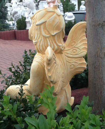 Gartenfigur sitzende Elfe als Steinfigur Engel Figur 45cm hoch BAD-1011