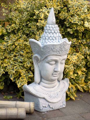 Gartenfigur Buddhakopf Steinguss