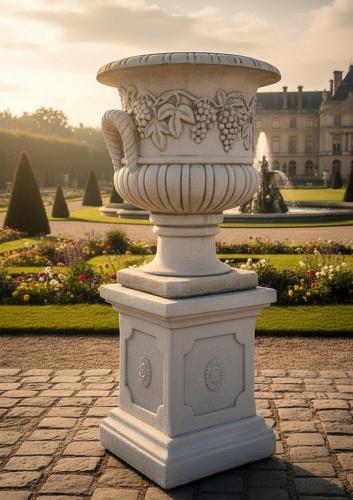 Henkelvase mit Wein Dekor