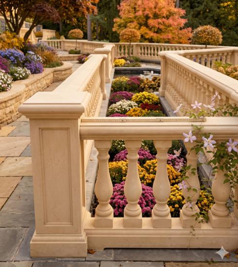 Handlauf Balustraden Geländer Mauerabdeckung Beton Weißzement 117cm