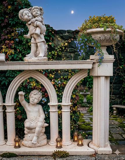 Betonzaun gotischen Bogen Balustrade Strassencafe Lokal Terrasse Gartendekoration 123cm lang