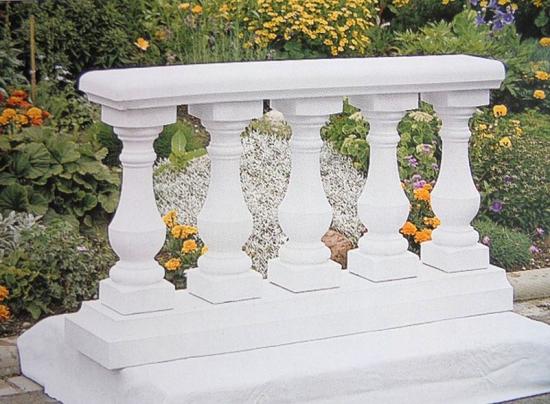Balustrade Weißbeton 73cm hoch 125cm lang mit 5 Baluster Säulen keinen Pfeiler KP01003