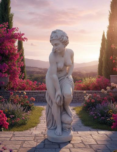 Gartenfigur Frau mit Badetuch