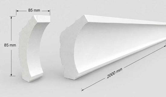 Eckprofil C-46 Gipsstuck 85x85mm Stuckleiste Eckgesims Leistenprofil 200cm