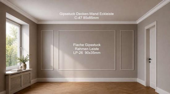 Eckprofil C-46 Gipsstuck 85x85mm Stuckleiste Eckgesims Leistenprofil 200cm