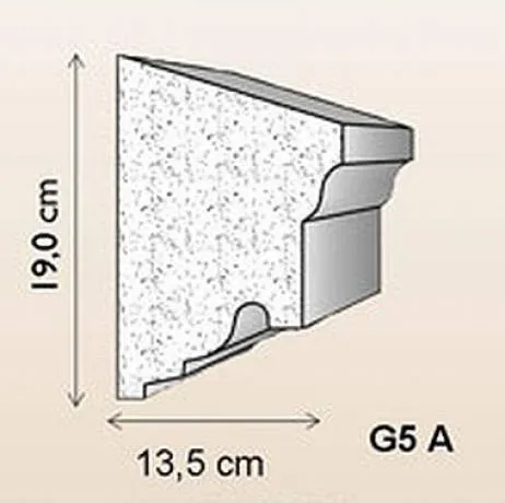 Aussenstuck Gesimsleiste G5A Styroporstuck Profil 190x135mm Fassadenleisten Fassadenprofil Fassadenstuck 300cm