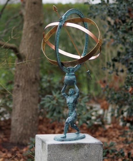 Handgefertigte Bronze Sonnenuhr Apollo mit edler Patina 70cm