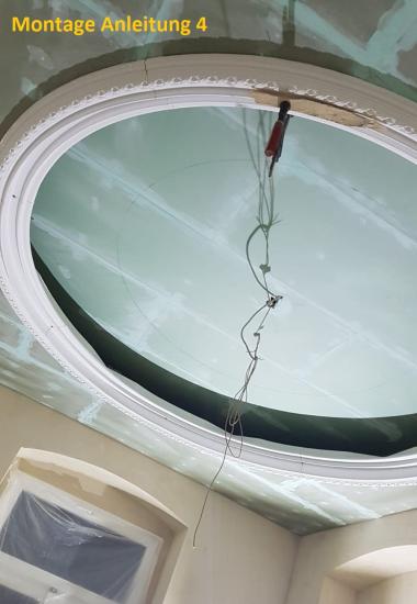 IG-4110 Verzierte Deckenkuppel mit Decken Rosette aus Polyurethan Hartschaum Kuppel Ø 2529mm Tiefe 25cm