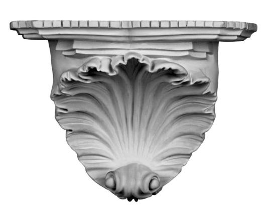 K5012 Muschel Wandkonsole als schmuckvolle leichte Konsole aus Polyurethan Hartschaum 190x265mm