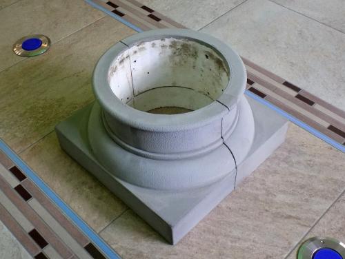 Säulen Abschluss 50cm Kapitell Sockel Profilring mit Platte Halbschalen Element für runde Säulenverkleidung KBAN50cm