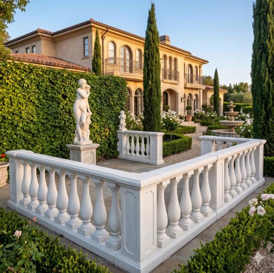Balustrade Weißbeton 92cm hoch 125cm lang mit 5 Baluster Säulen keinen Pfeiler