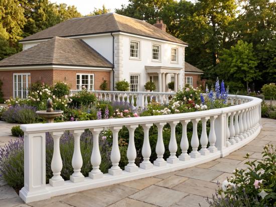 Balustrade Weißbeton 92cm hoch 125cm lang mit 5 Baluster Säulen keinen Pfeiler