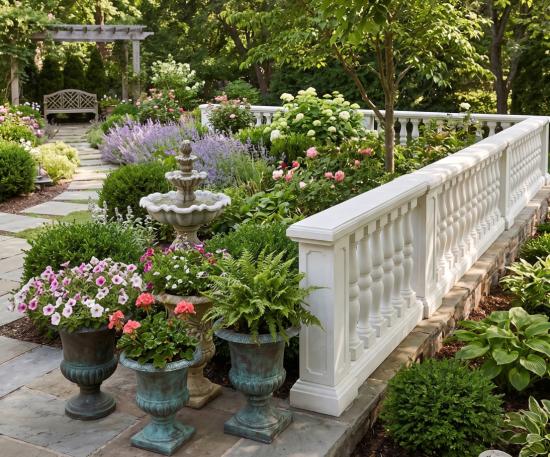 Balustrade Weißbeton 92cm hoch 125cm lang mit 5 Baluster Säulen
