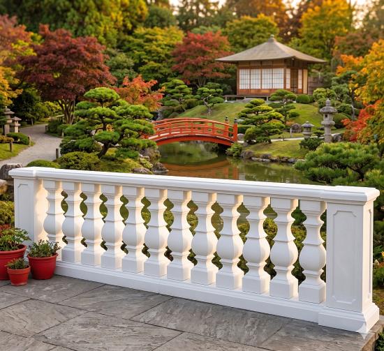 Vierkant Balustraden Weißbeton 92cm hoch 125cm lang mit 5 Baluster Säulen keinen Pfeiler KP01010