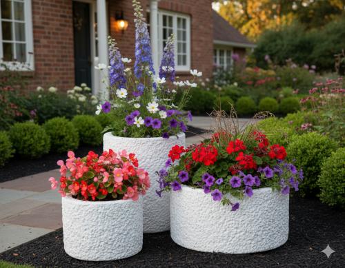 runde steintröge blumern pflanzkübel