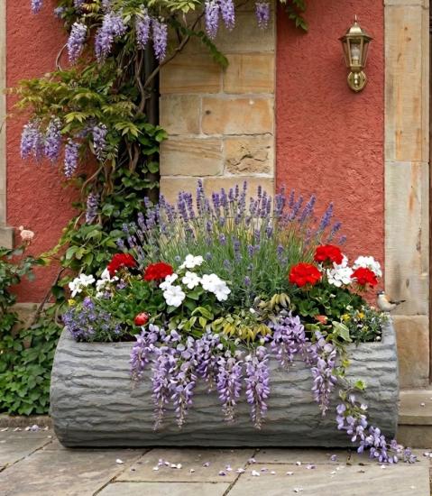 Blumen Pflanzkasten Baumstamm Design Pflanzgefäß Beton Steinguss 93cm