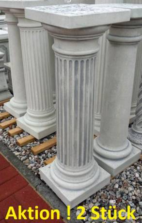 2 Betonsäulen kannelierte Dekosäulen für Garten und Innenbereich aus Beton Steinguss Ziersäulen je 90cm 77kg BAD-KP0457