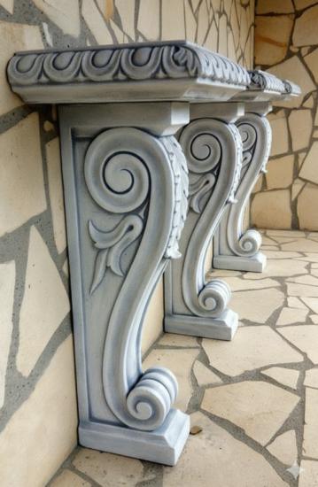 Wandtisch mit Wandkonsole Tischfuß aus Steinguss Höhe 100cm Platte 53x40cm