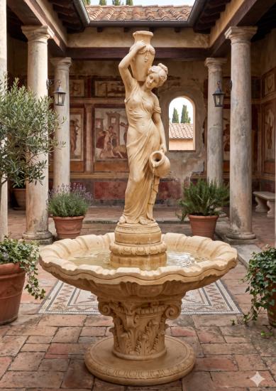 Gartenbrunnen Springbrunnen mit Figur Wasserträgerin Standbrunnen mit Brunnen Wasserschale 170cm