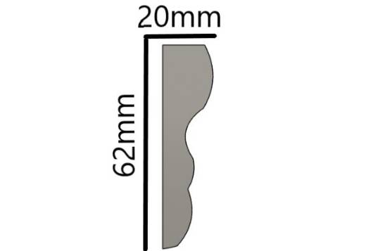 LP-18 Gipsstuck Profil 62x20mm flache Decken Eckleiste als Gips Zierleiste 350cm