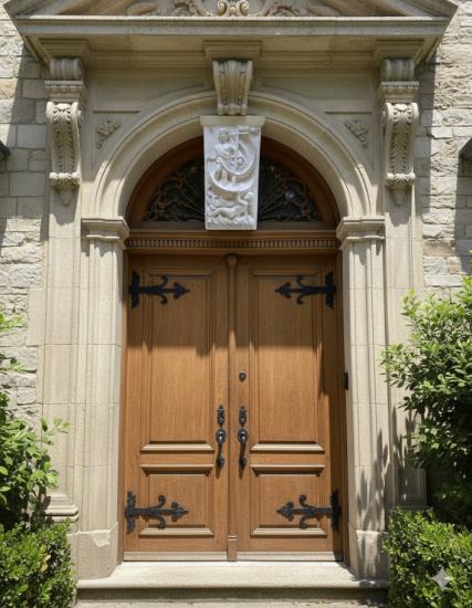 Loreley Stein als Fassadenstuck Schlußstein mit Meerjungfrau Nixe mit Schiff Keilstein Zierelement