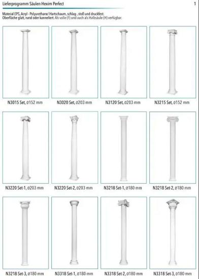 N3330 Hartschaum Säulen 257cm Halbsäulen Säulenverkleidung Säulenschaft 300mm