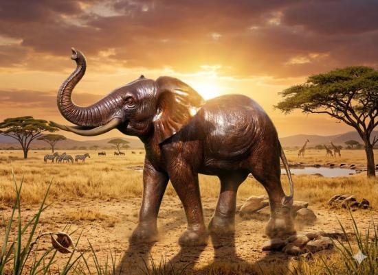 Afirka Bronze Elefant in ser Savanne von Afirka