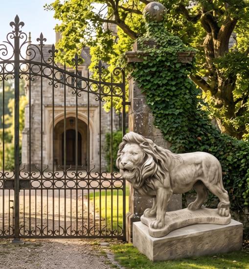 Stehende Löwen Gartenfigur Löwenfigur Torlöwen Beton Steinfigur 75cm 90cm lang