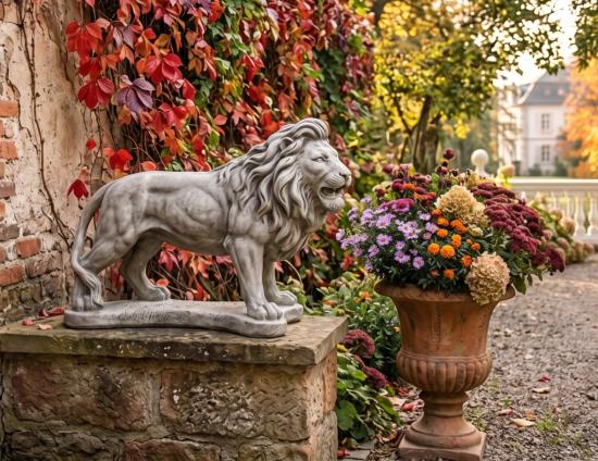 Stehende Löwen Gartenfigur Löwenfigur Torlöwen Beton Steinfigur 75cm 90cm lang