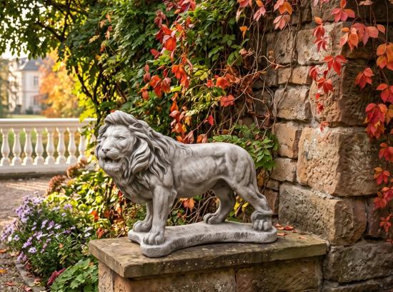 Stehende Löwen Gartenfigur Löwenfigur Torlöwen Beton Steinfigur 75cm 90cm lang