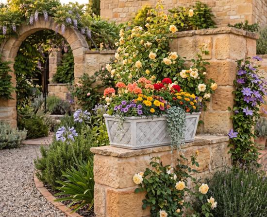 Großer Pflanzkasten frostfest Beton Steinguss