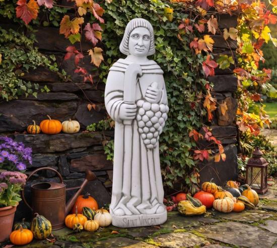 Saint Vincent Figur mit Wein Gartenfigur