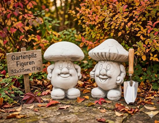Gartenpilze Steinfiguren Steinpilze Gartendekoration Beton Steinguss Figuren 32cm 17kg