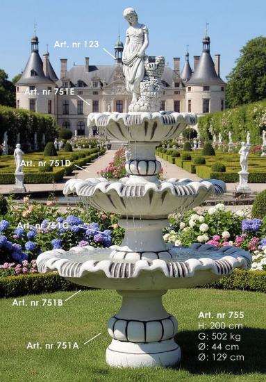 Kaskadebrunnen mit Brunnenfigur 3 Wasserschalen