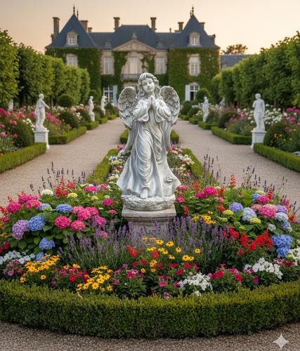 Engel betend mit Kleid und Blume