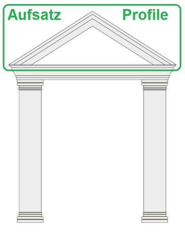Tympanon Giebel Portal mit Säulen Fassadenstuck