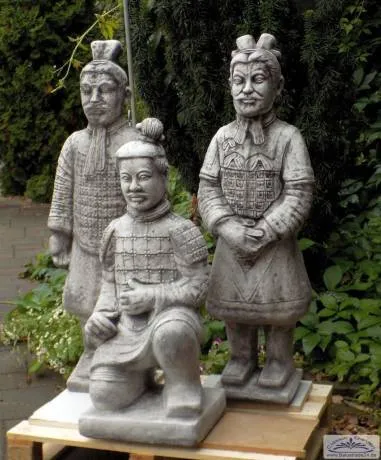 Xian China Terracotta Armee Krieger Set mit 3 Soldaten Figuren Replikat aus frostsicherem Kunstbeton 105cm 220kg