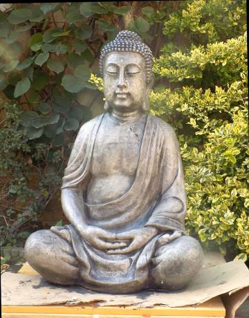 Große Buddha Steinfigur anthrazit