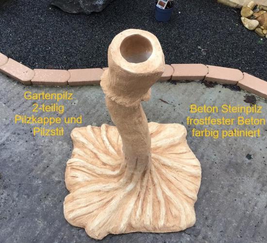 Steinfigur XXL Pilz Gartenfigur Steinguss H. 119 cm Gartendekoration Frostsicher