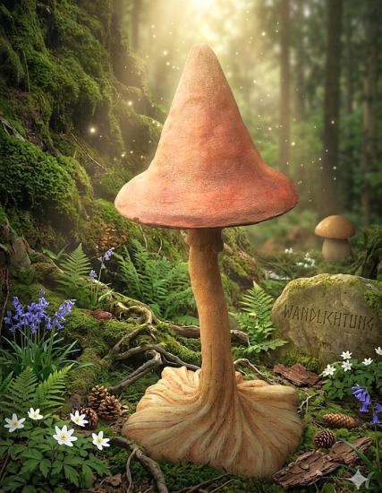 Steinfigur XXL Gartenpilze Gartenfigur Steinguss 151 cm Gartendekoration Riesenpilz Figur 182kg