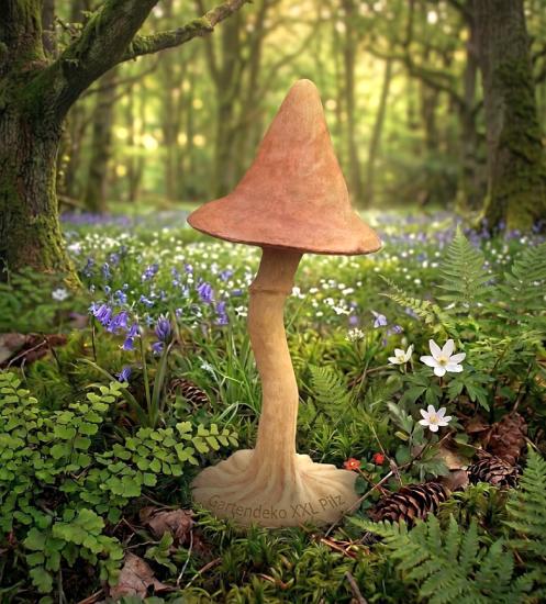 Steinfigur XXL Gartenpilze Gartenfigur Steinguss 151 cm Gartendekoration Riesenpilz Figur 182kg