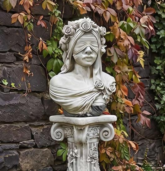Frauen Skulptur Büste mit Säule Beton Steinfigur Gartendekoraion 130cm 87kg